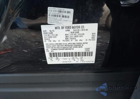 2023 Ford Explorer Xlt from USA, damaged, VIN 1FMSK7DH9PGB34014